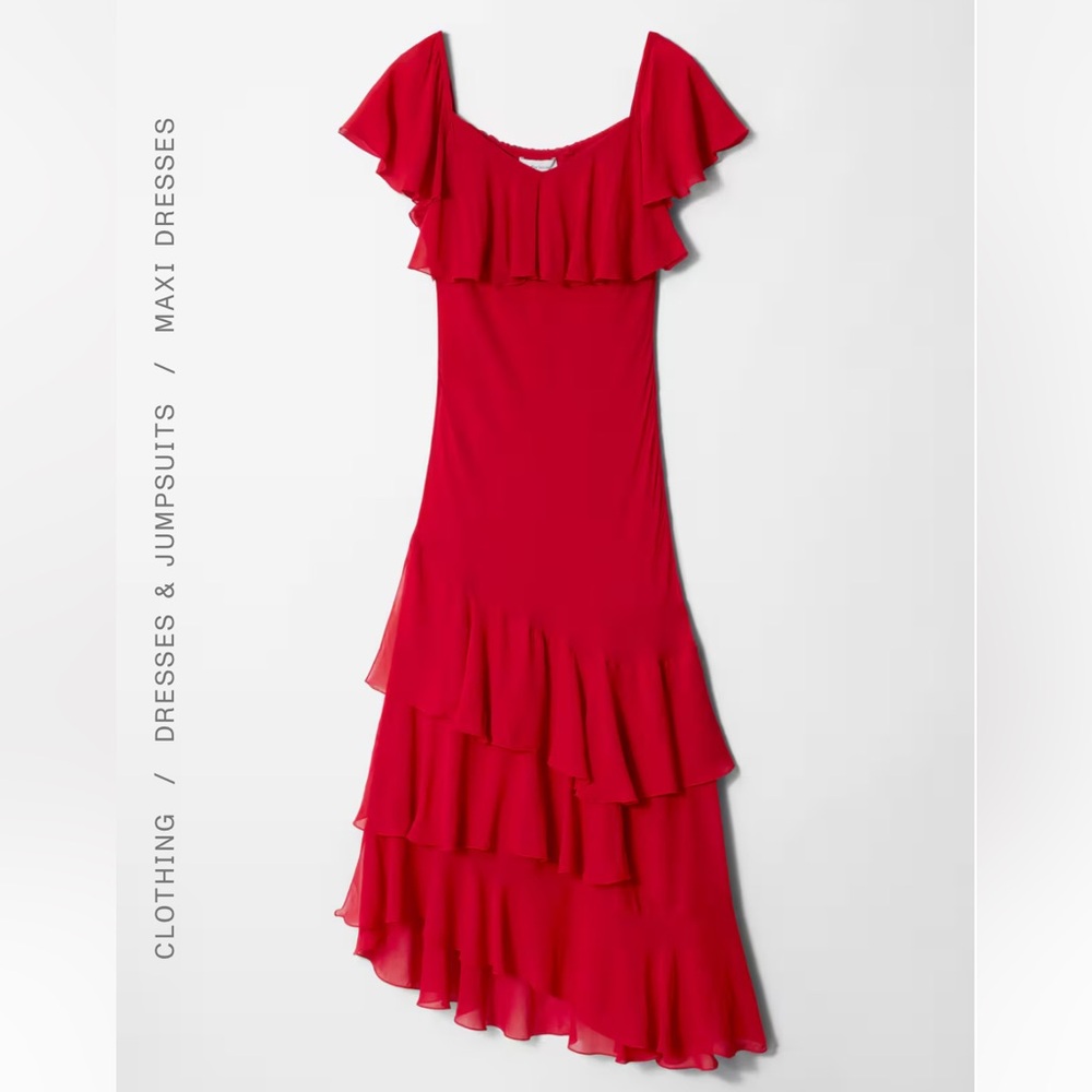 NWT Other Stories Red Ruffle Dress